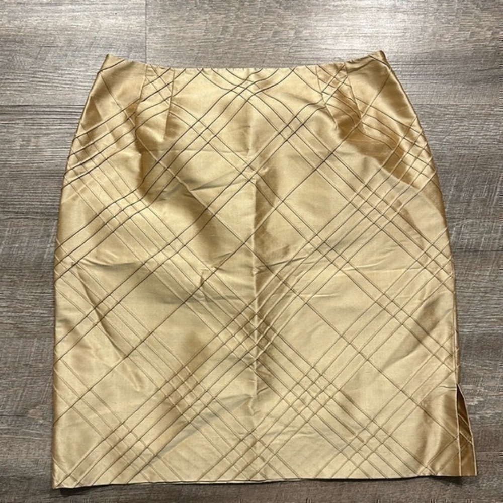 Talbots silk gold pencil skirt size 10 petite